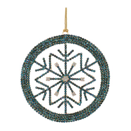 Melrose 4.25" Green & Blue Snowflake Ornaments, 6ct.